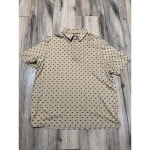 Cremieux Men’s XL Classics Polo Blue Paisley on Tan Collared Short Sleeve Shirt